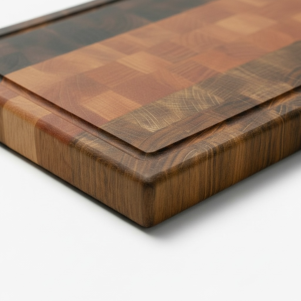 WM-Edition Stirnholzbrett Schwarz-Rot-Gold – Detail mit Saftrille
